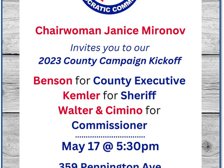 Mercer County Democrats Campaign Kick-Off on May 17-- Voting Info - Paid Election Poll Workers
