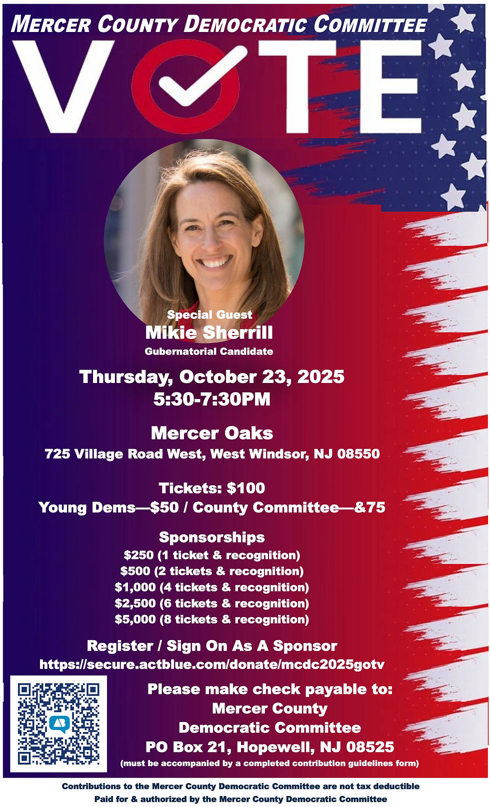 Join us for our Mercer County Democratic Committee GOTV Event on October 23 With Special Guest Congresswoman Mikie Sherrill!