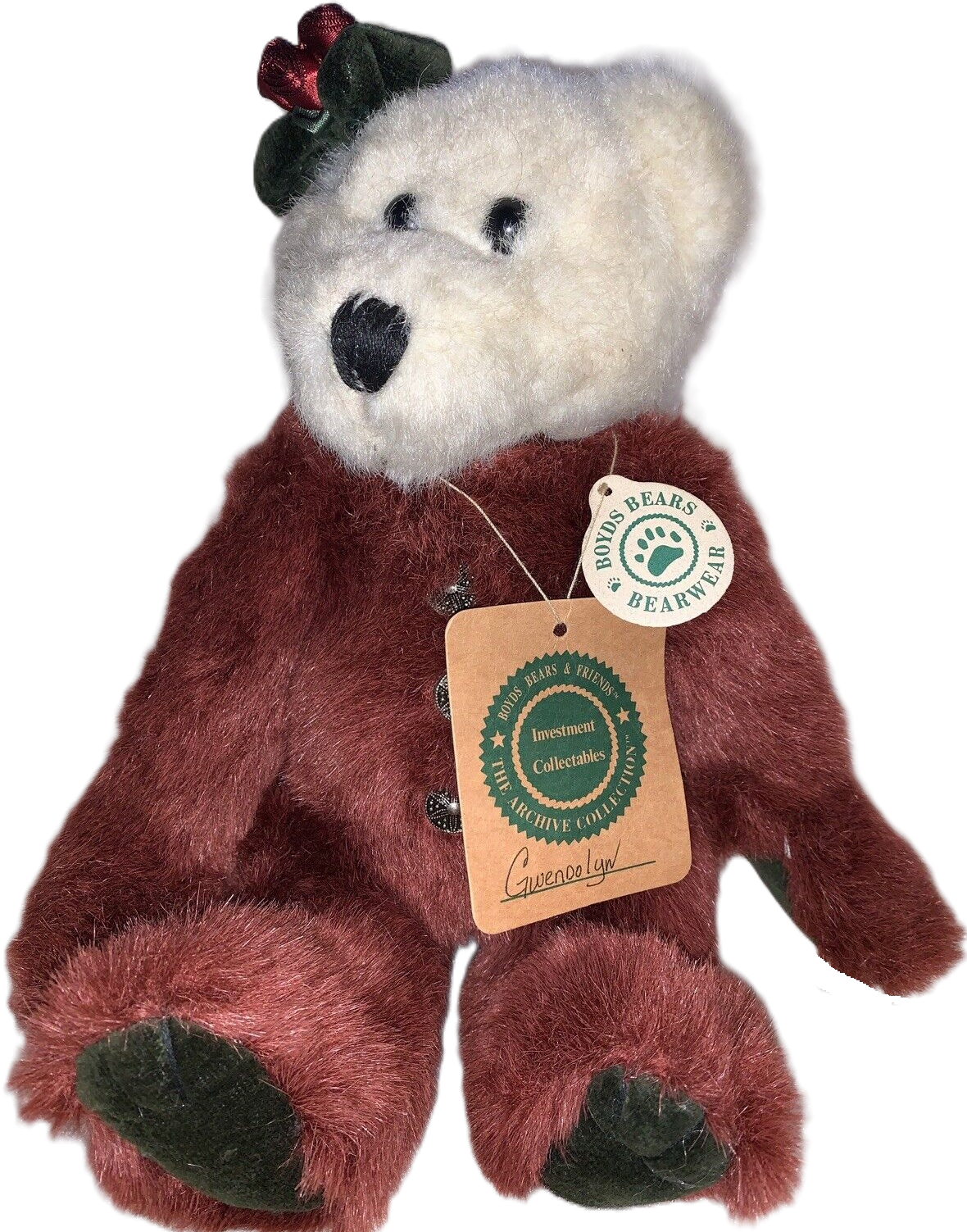 Gwendolyn Beautiful Plush White Bear with Rose Body