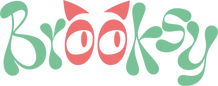 Brooksy Logo with green text and pink cat 