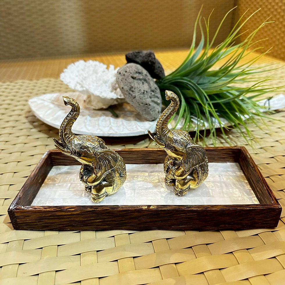 サムネイル： バリ島ブロンズエレファント　ゴールド2体セット　