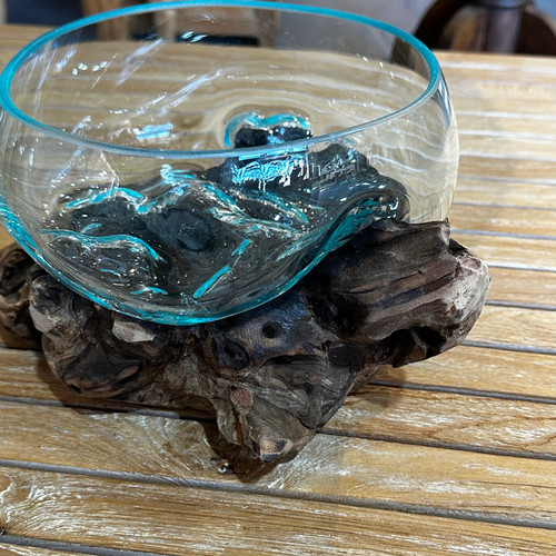 送料込】バリ島流木ガラス ガラスΦ20cm前後 苔リウム202Bアクアリウム