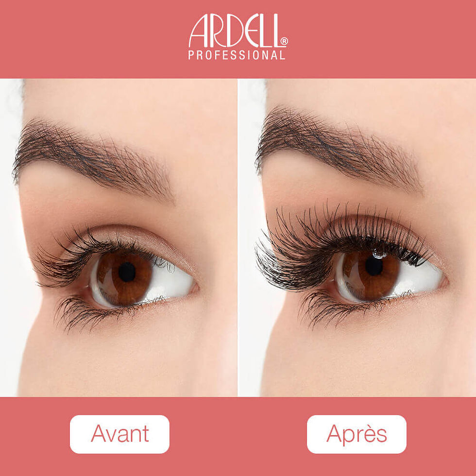 Miniature : faux-cils magnétiques double franges pre cut demi wispie ardell applicateur aimant swatch exemple avant apres oeil ouvert 3/4