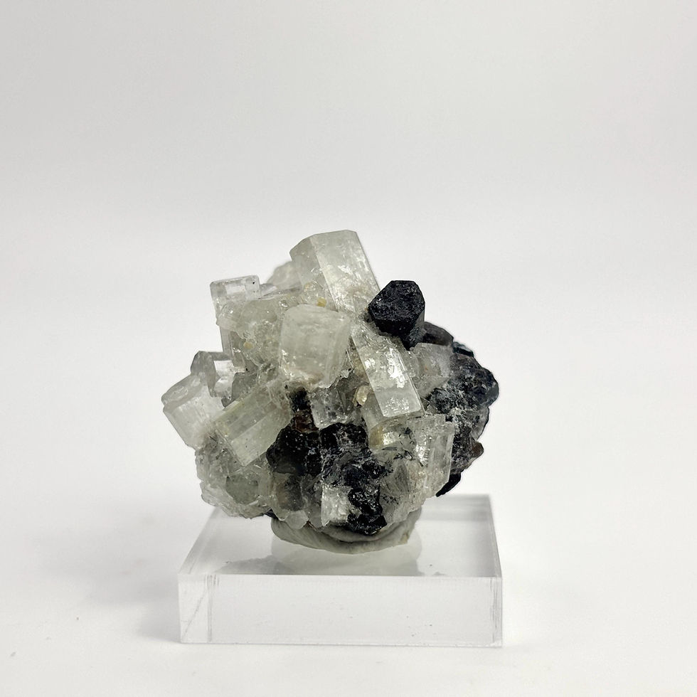 Thumbnail: Terminated Goshenite with Shorl Cluster, Erongo Mountains, Namibia, 13g