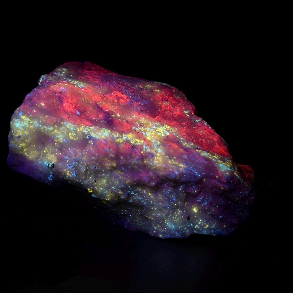 Thumbnail: UV Reactive Calcite “Starry Night” Chondrodite, Diopside Mineral Specimen, 251g