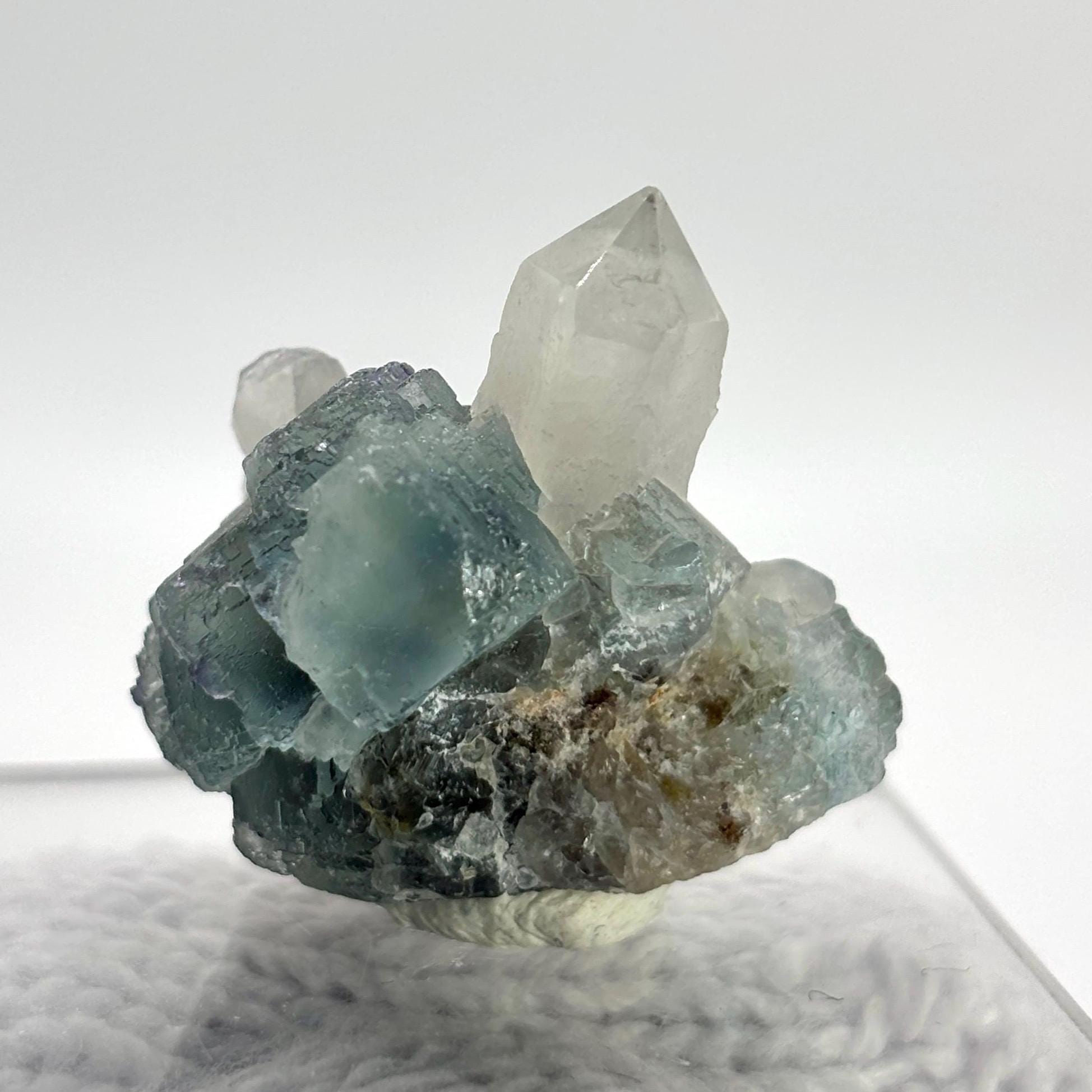 Blue Fluorite with Quartz Crystal from Erongo Mountains, Natural Fluorite