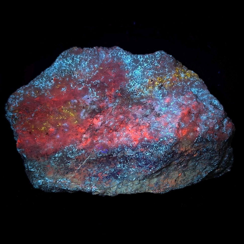 Thumbnail: Fluorescent Minerals, UV Reactive Calcite, Hydrozincite Mineral Specimen, 161g