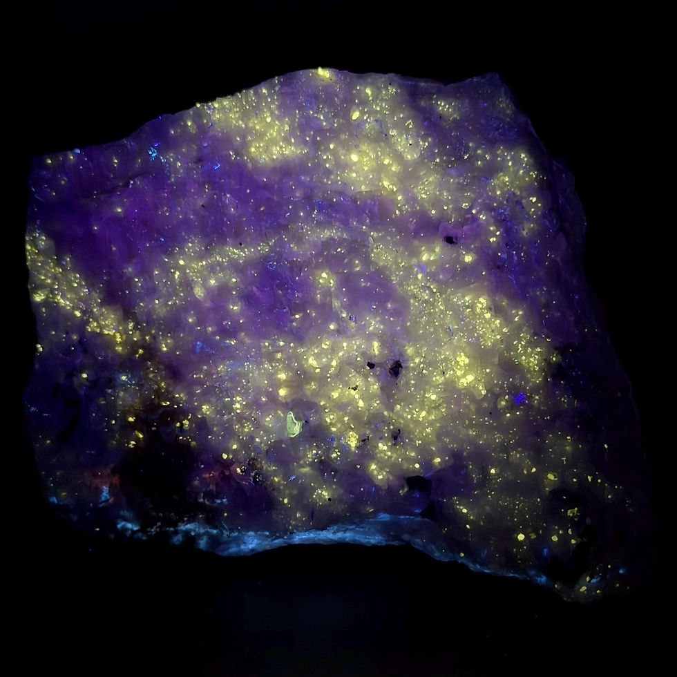 Thumbnail: Calcite, Aragonite & Chondrodite Fluorescent Mineral Specimen, Shortwave UV