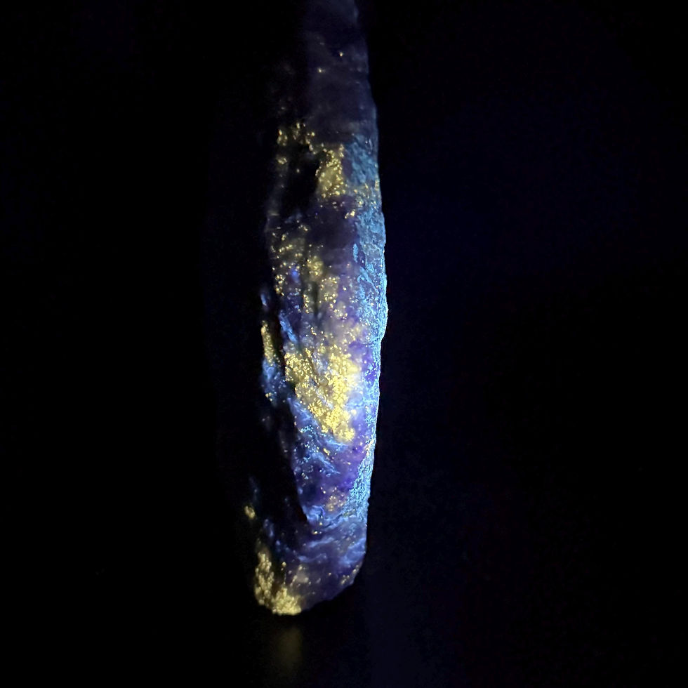 Thumbnail: Fluorescent Minerals, UV Reactive Aragonite, Calcite, Chondrodite Specimen