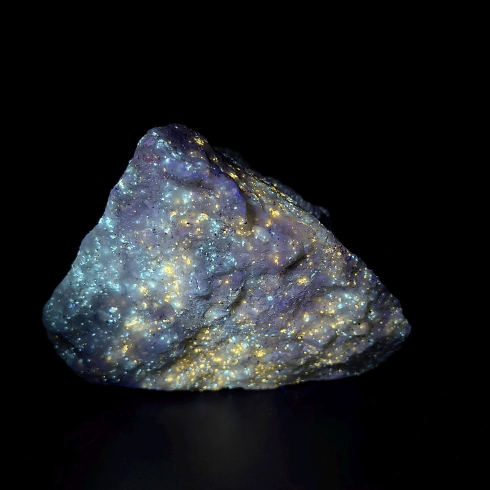 Thumbnail: UV Reactive Calcite “Starry Night” Chondrodite, Diopside Mineral Specimen, 275g
