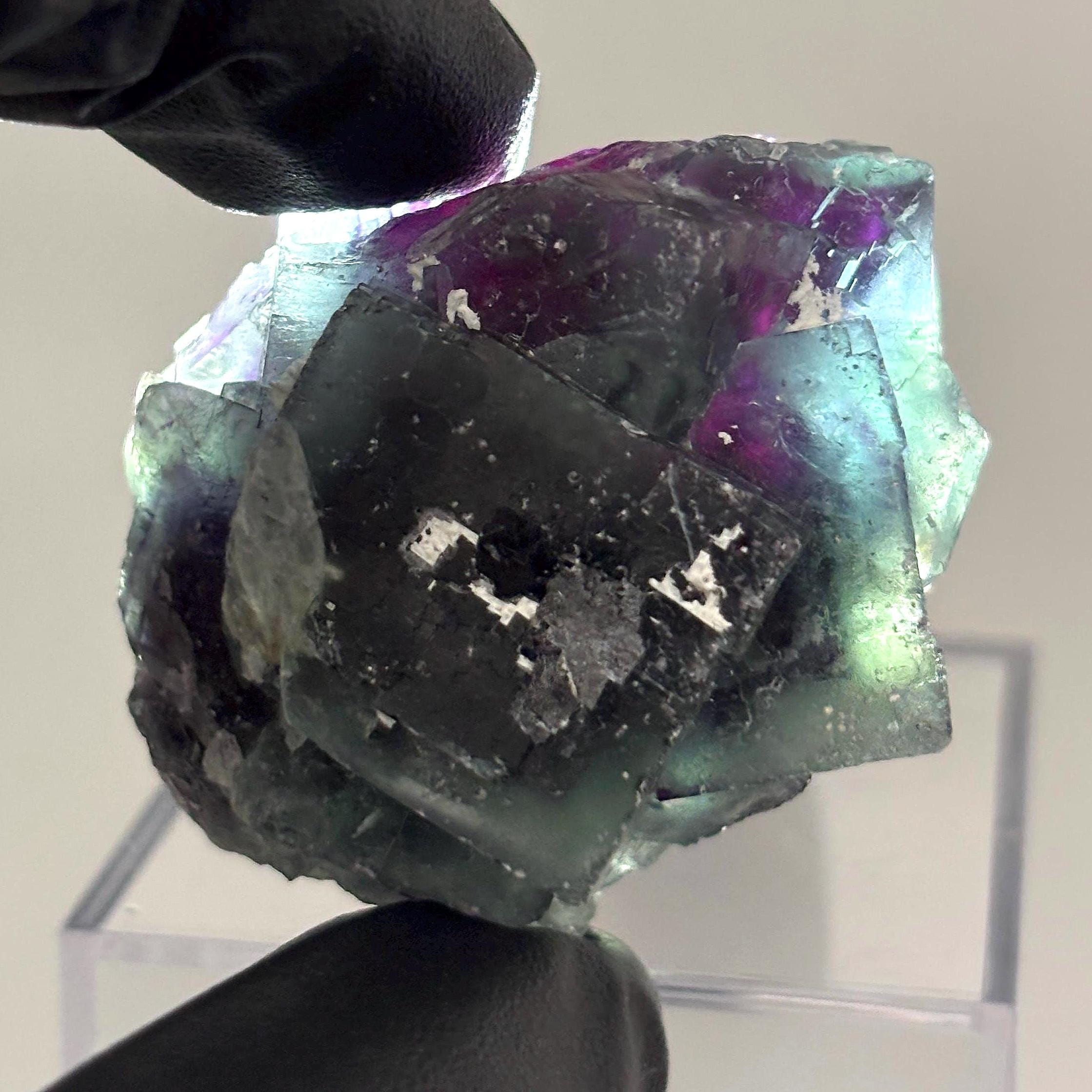Blue Phantom Fluorite Crystal, Natural Purple Fluorite Specimen from Okorusu