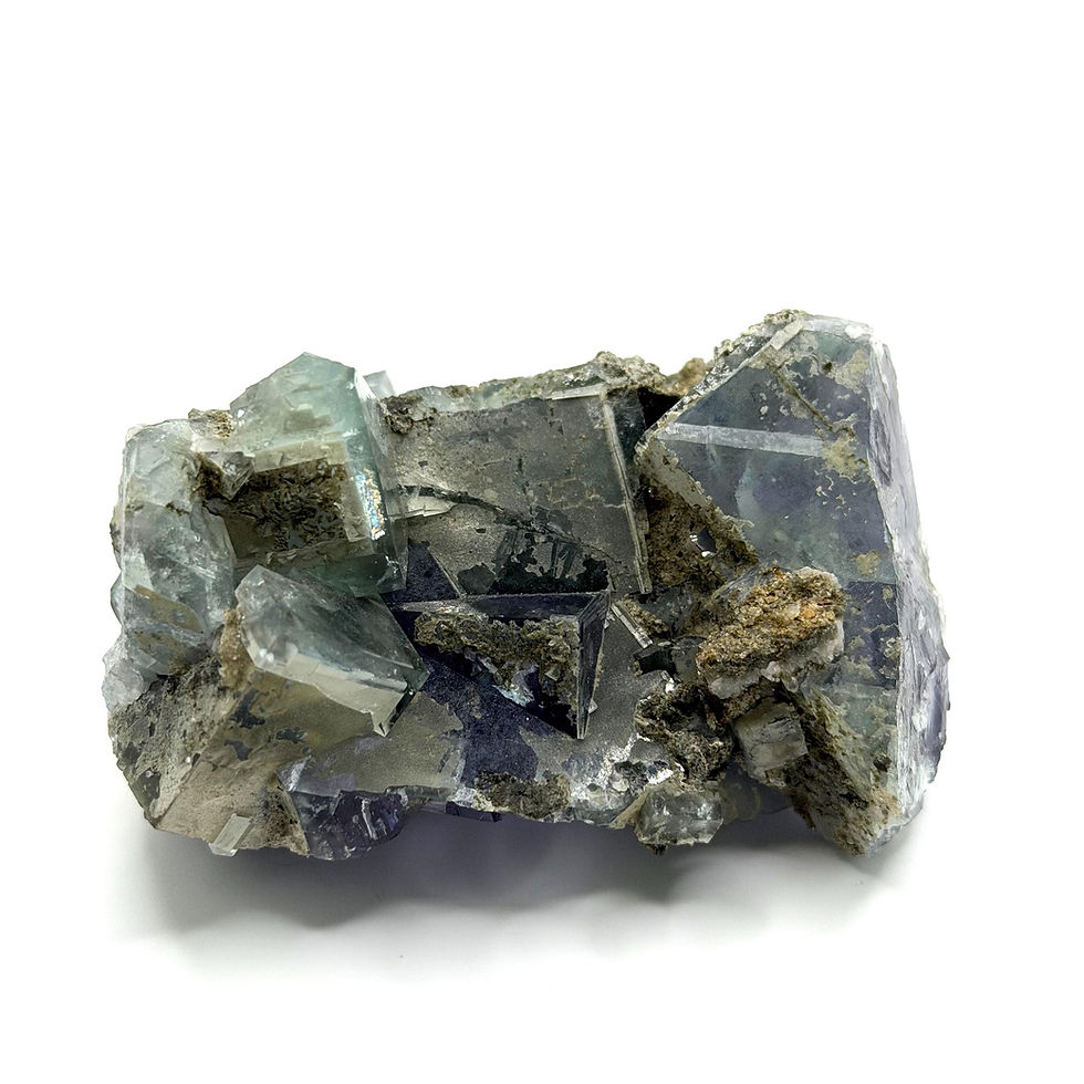 Thumbnail: Blue Fluorite Cluster, Natural Fluorite Crystal from YGX Mine, China, 208g
