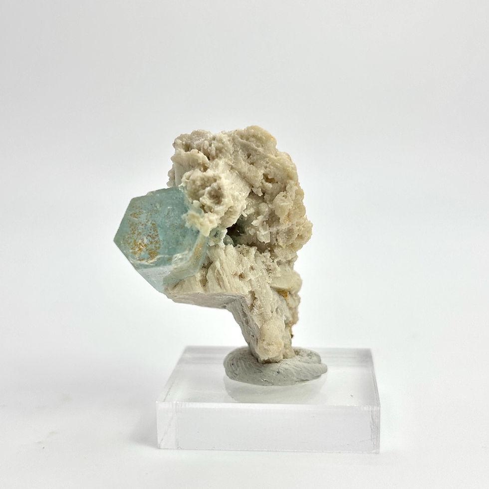 Thumbnail: Aquamarine on Feldspar Matrix Crystal, Erongo Mountains, Namibia, 9g