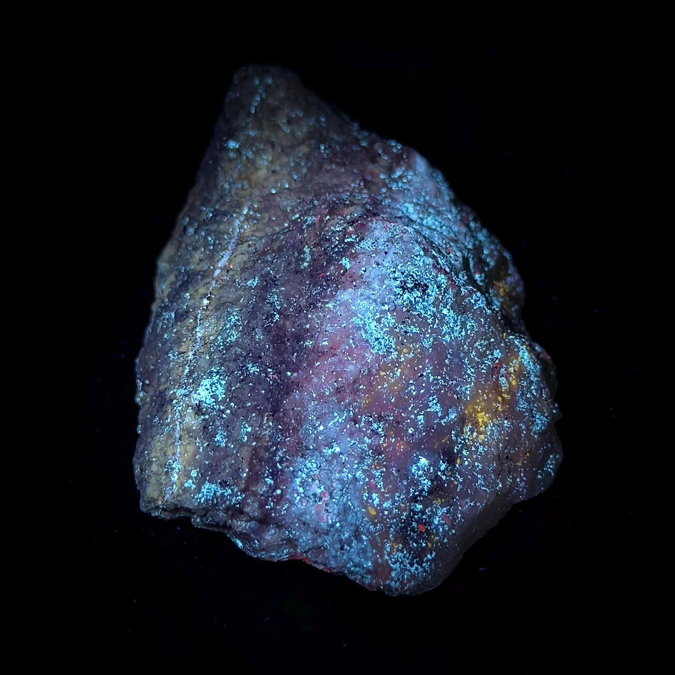 Thumbnail: Fluorescent Minerals, UV Reactive Calcite, Hydrozincite Mineral Specimen, 161g