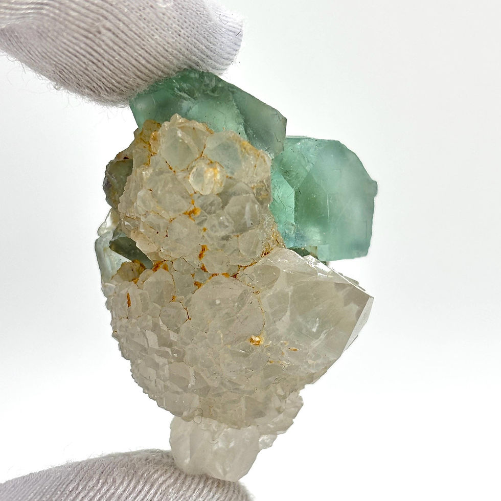 Thumbnail: Okorusu Green Fluorite on Quartz, Natural Fluorite Mineral Specimen, Namibia