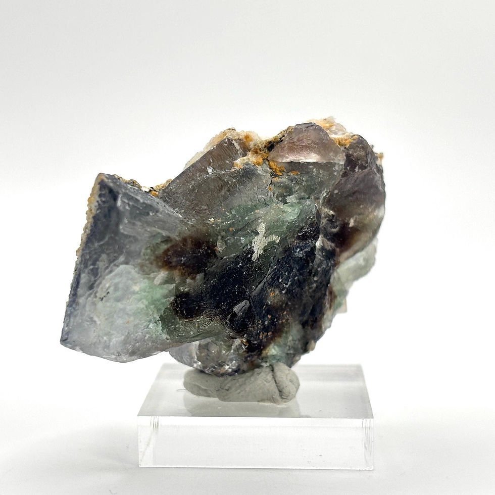 Thumbnail: Fluorite with Hyalite Opal Crystal, Erongo Mountains Mineral Specimen, Namibia
