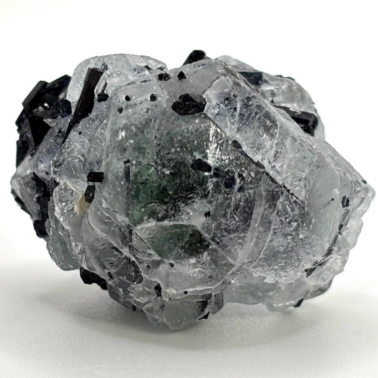 Clear Fluorite Crystal, Erongo Mountains Natural Fluorite with Shorl Tourmaline