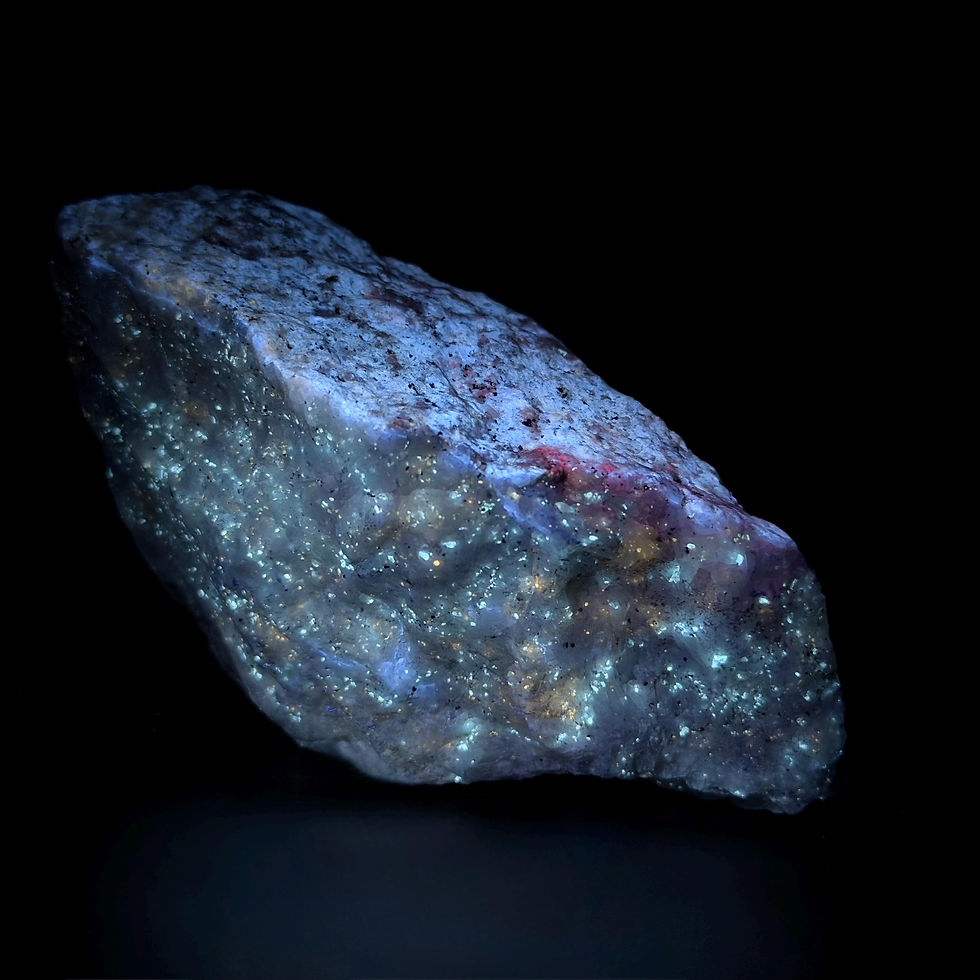 Thumbnail: Fluorescent Calcite Crystal, UV Reactive “Starry Night” Aragonite, Diopside
