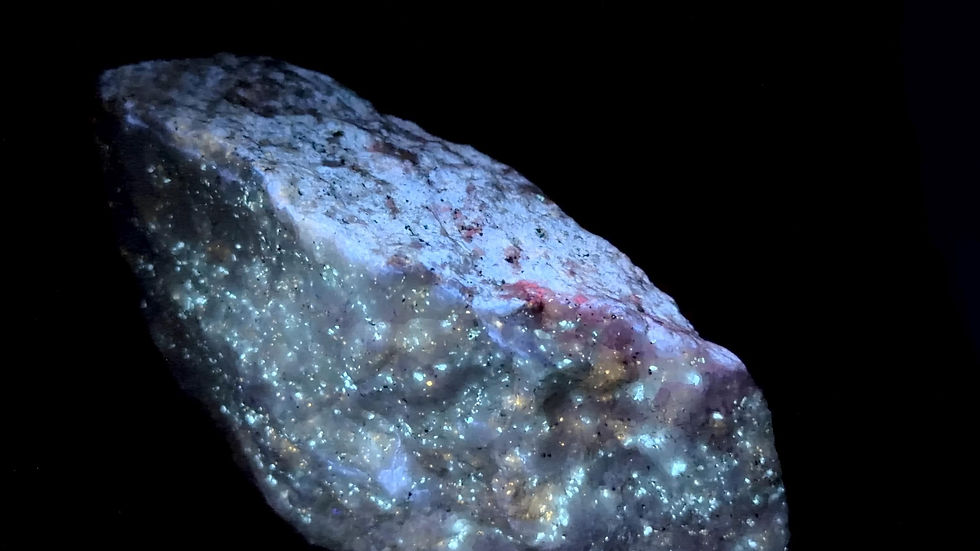 Thumbnail: Fluorescent Calcite Crystal, UV Reactive “Starry Night” Aragonite, Diopside