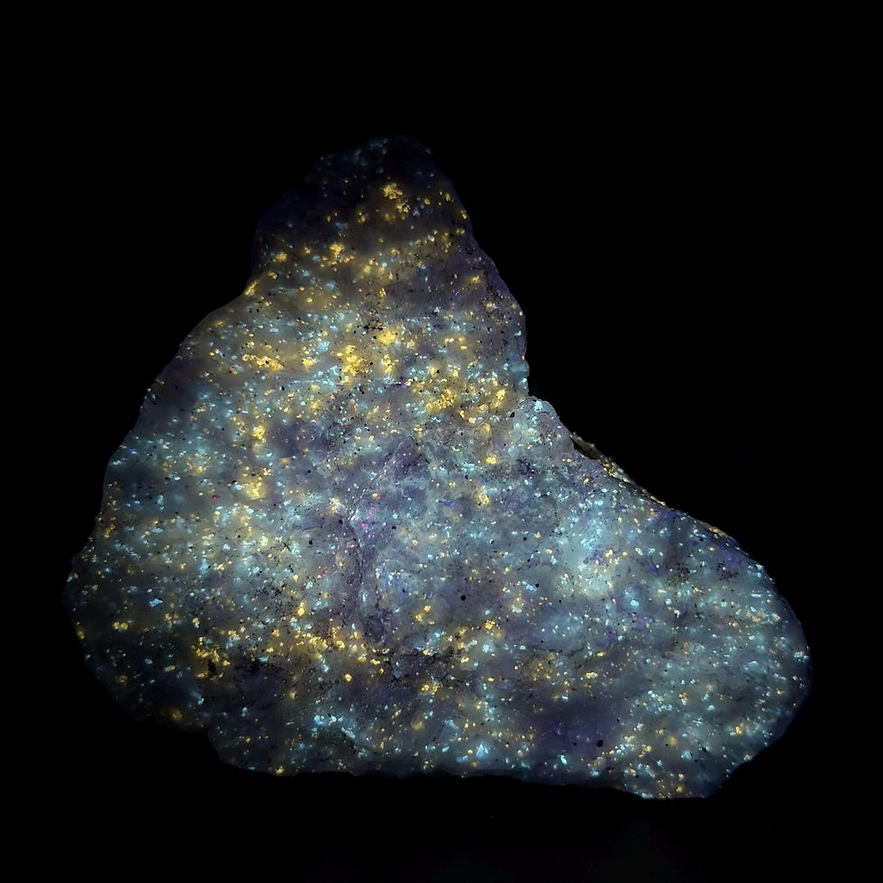 Thumbnail: UV Reactive Calcite “Starry Night” Chondrodite, Diopside Mineral Specimen, 275g