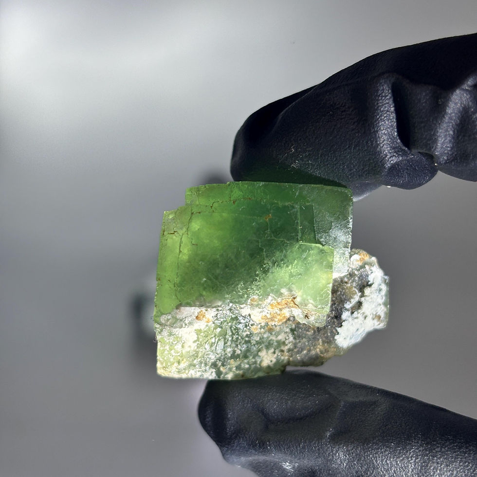 Thumbnail: Green Fluorite Crystal Specimen: Stepped Cubic Mineral, Xianghualing China, 36g