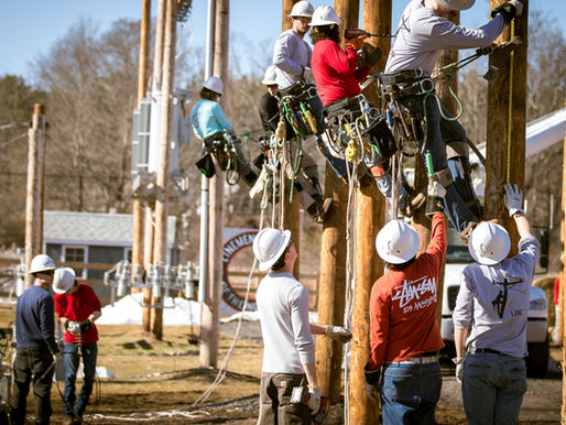 Electrical lineworker students completing hands-on training at L.I.N.E. in Kingston, New York