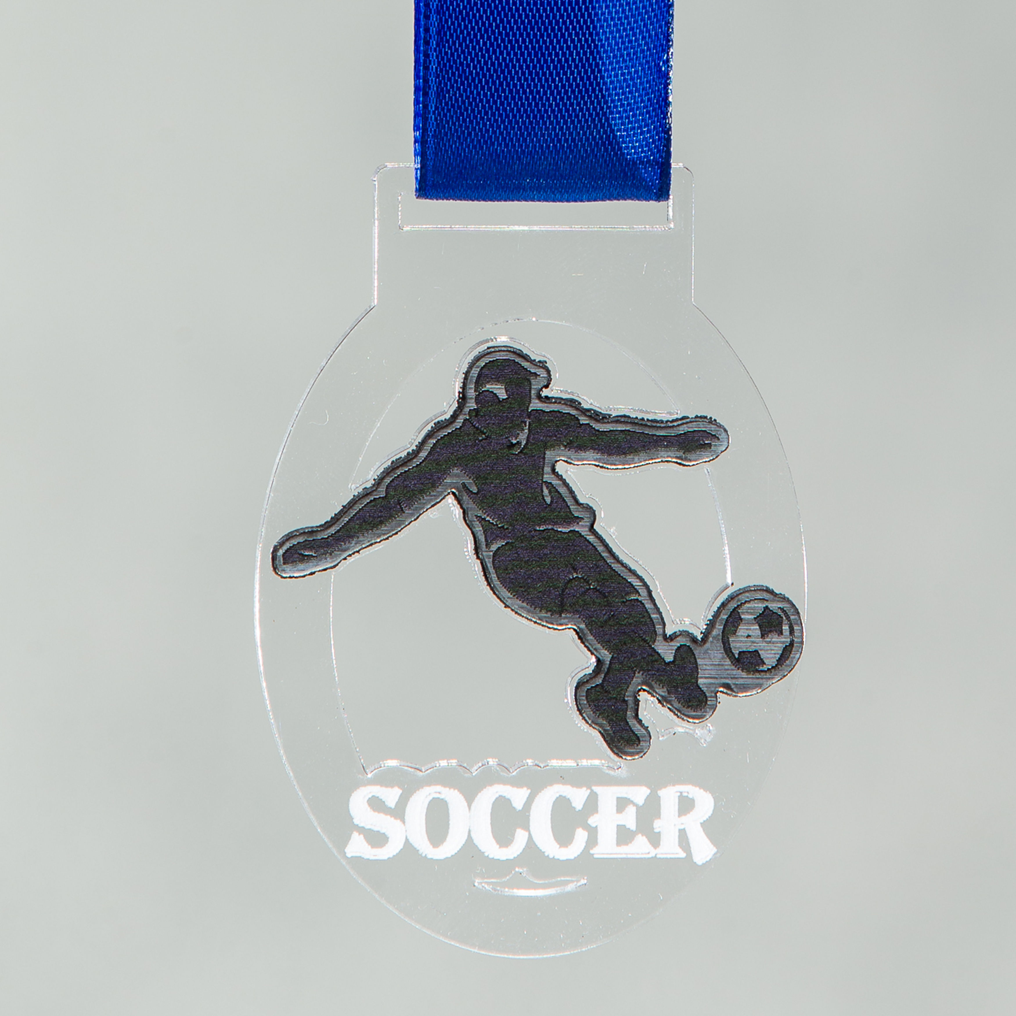 Soccer Medals Clear with Silver - 40 Units