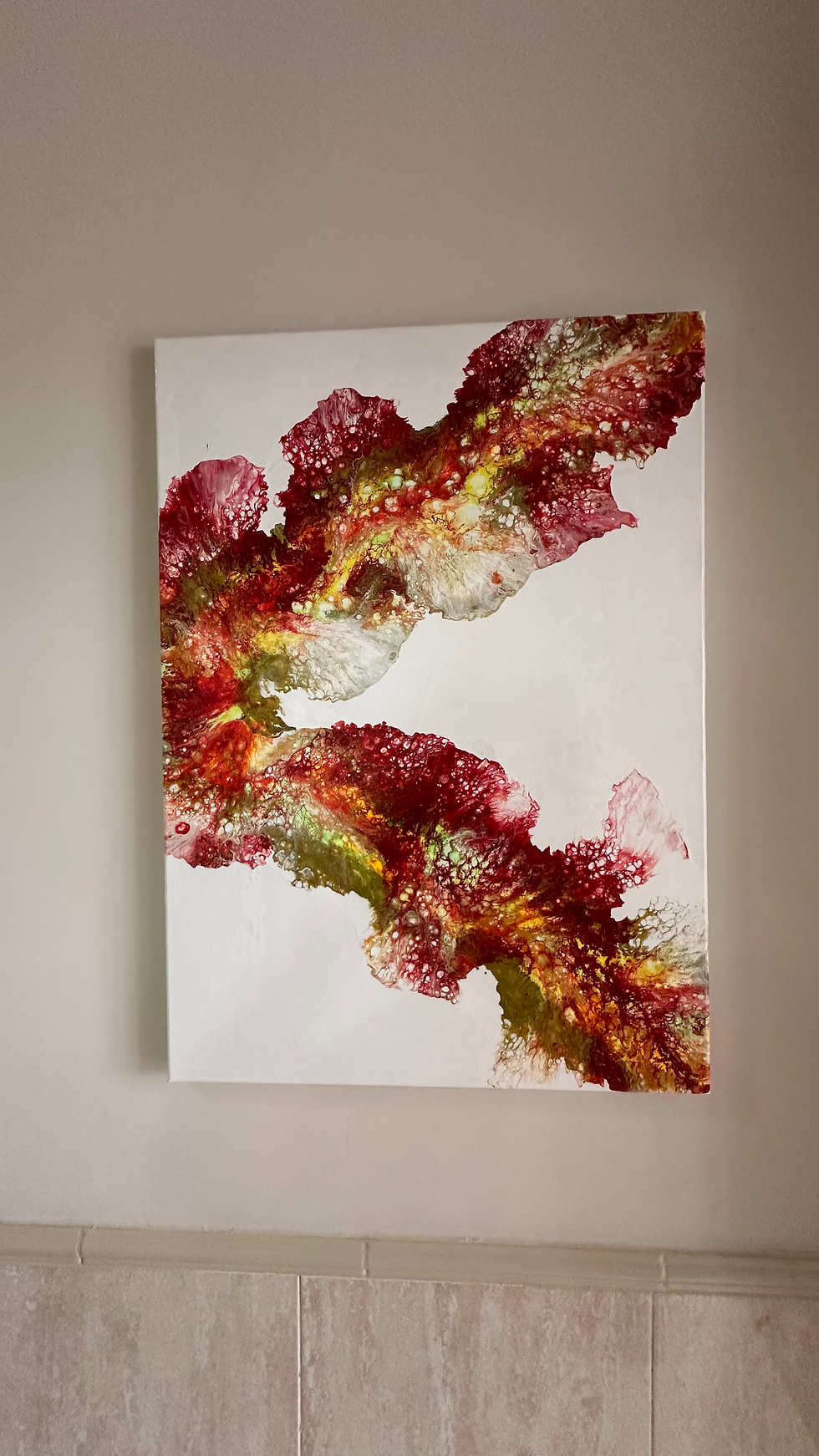 Miniatura: Cuadro Diptico Rojos de Alba Pintura Fluida Acrilicos