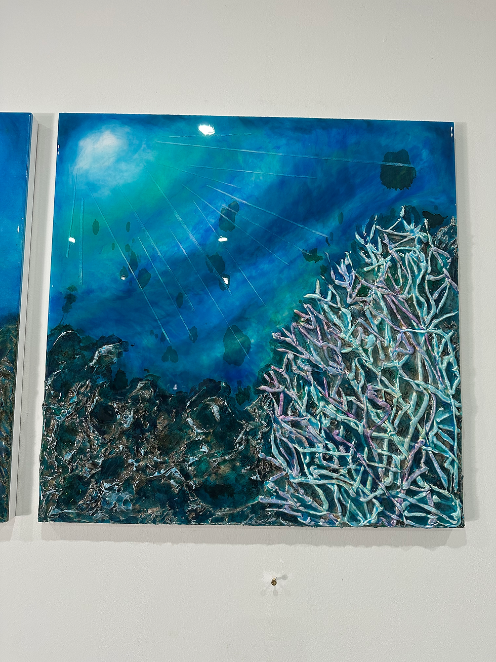 Miniatura: Cuadro Diptico Fondo de Coral Resina Epoxi Oceano