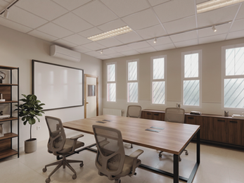 Sala de reuniones con pizarra