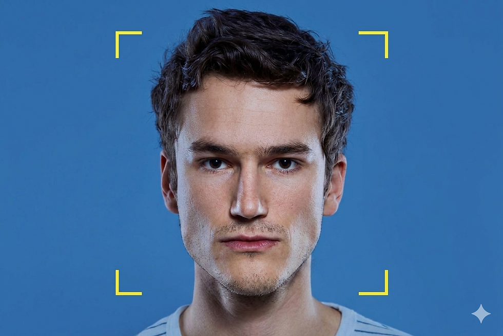 man’s face with biometric scanning overlay square for identity verification