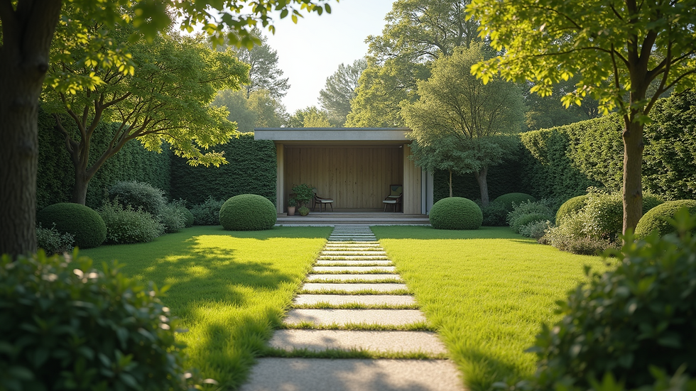 High angle view of a peaceful garden space for mental health reflection