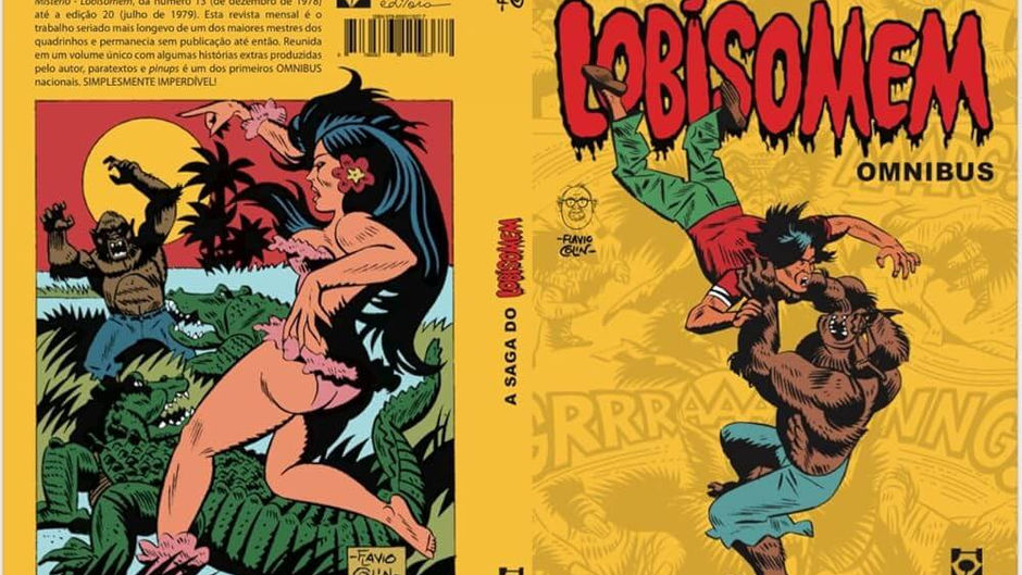 Capa e contra capa da publicação O Lobisomem, de Flávio Colin