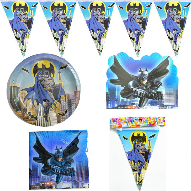 Batman Superhero Birthday Boy Party Decoration Plates Cups Tableware