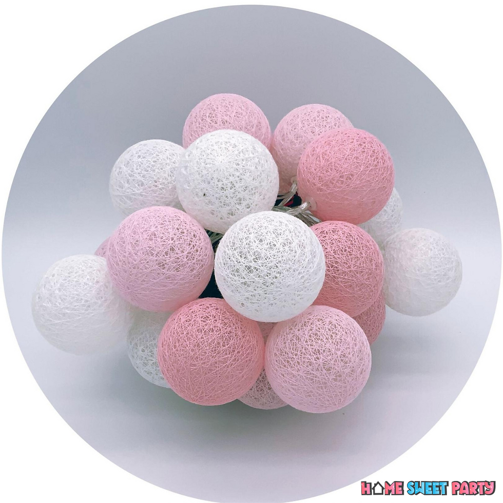 Pink Cotton Ball Light String