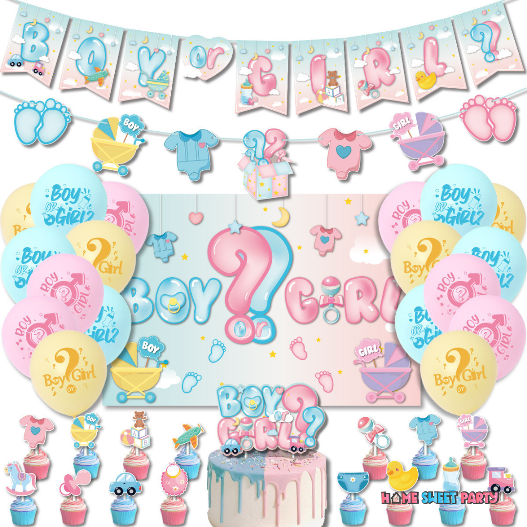 Pastel Boy or Girl Gender Reveal Celebration Balloon Set