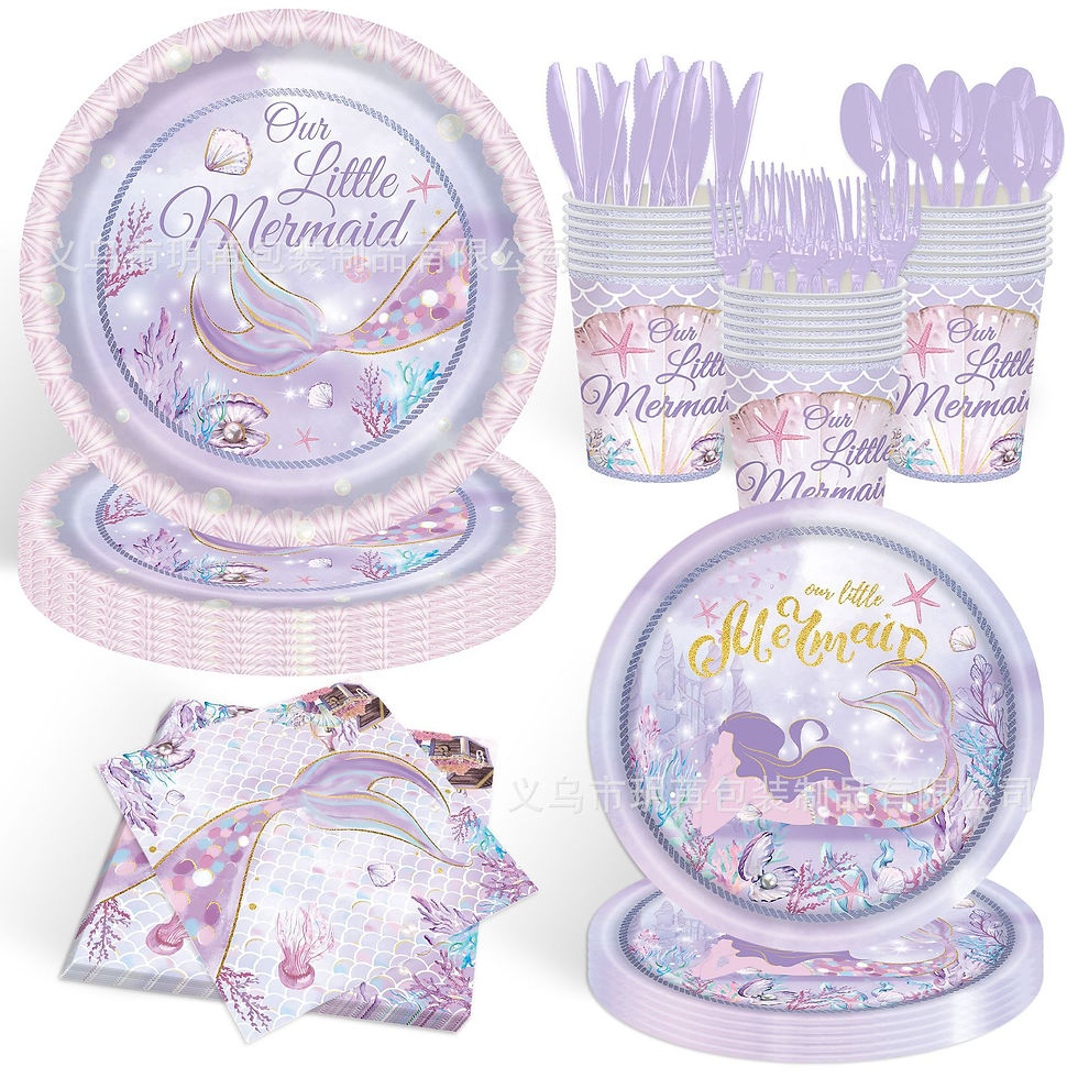 Thumbnail: Little Mermaid Girl Birthday Party Decoration Cutlery Tableware Tablecloth Set
