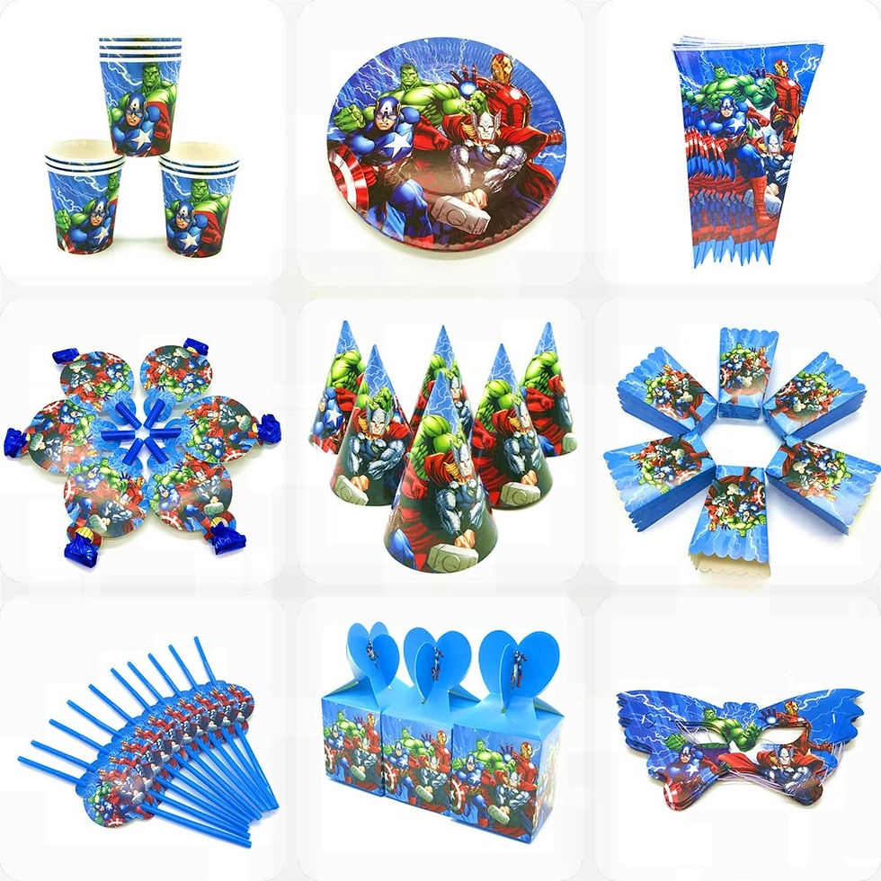 Thumbnail: Marvel Superhero Avengers Kid Birthday Party Set Cup Plate Tablecloth Napkins