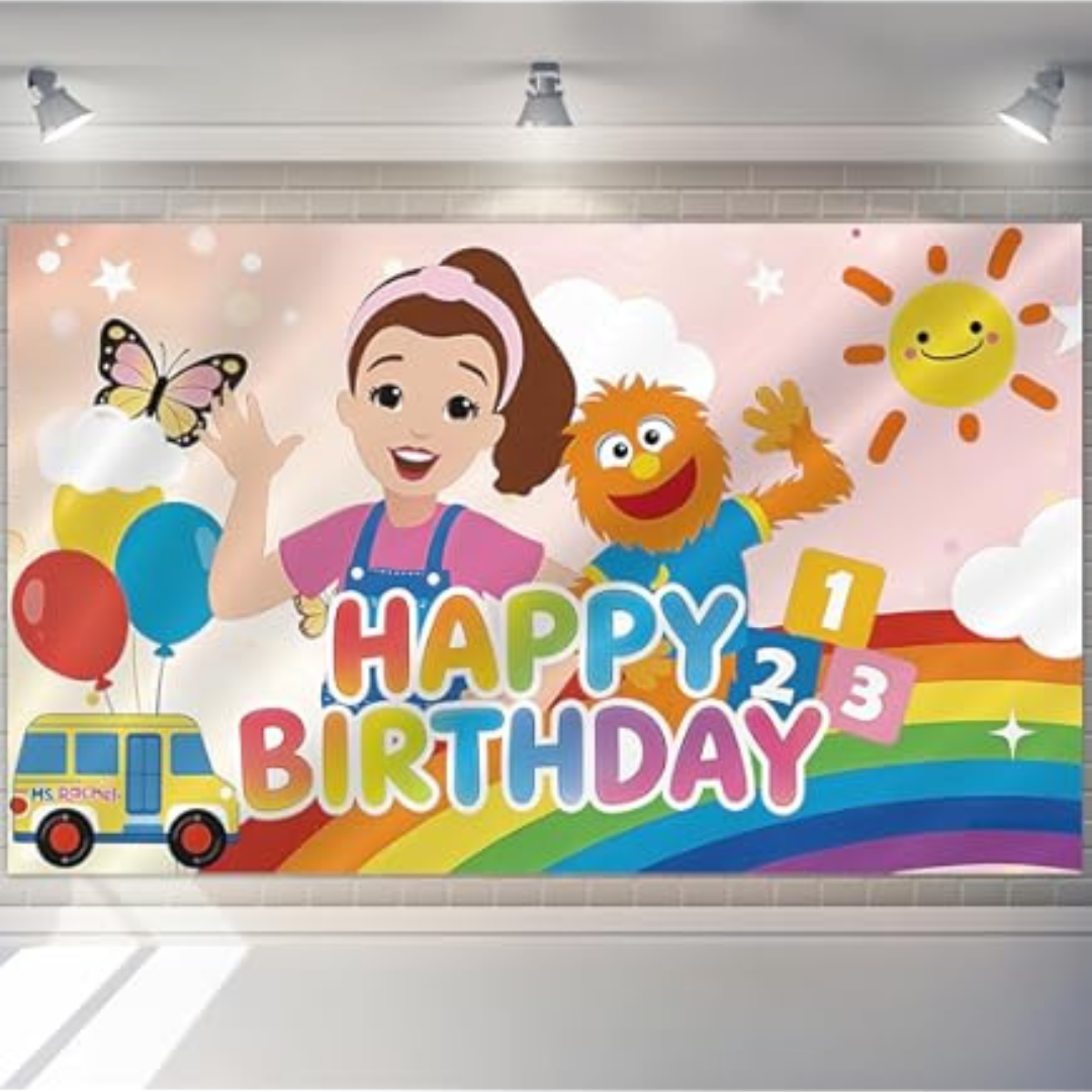 Ms Rachel Birthday Backdrop Kids Party Decoration Baby Toddler Photo Wall Banner