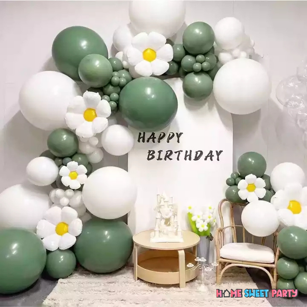 116pcs Sage Green Daisy Party Balloon Set