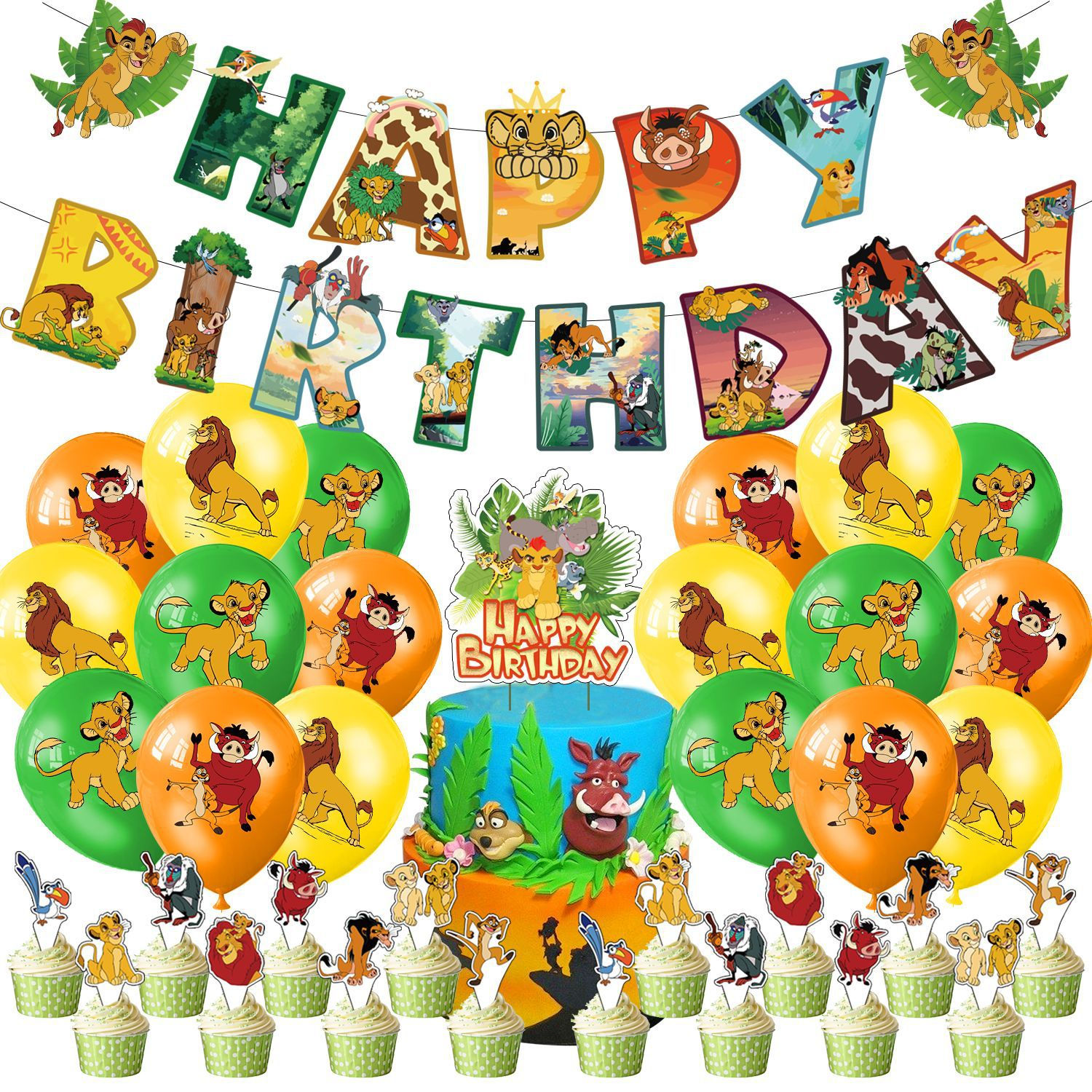Lion King Simba Mufasa Birthday Balloon Party Cake Decoration Banner