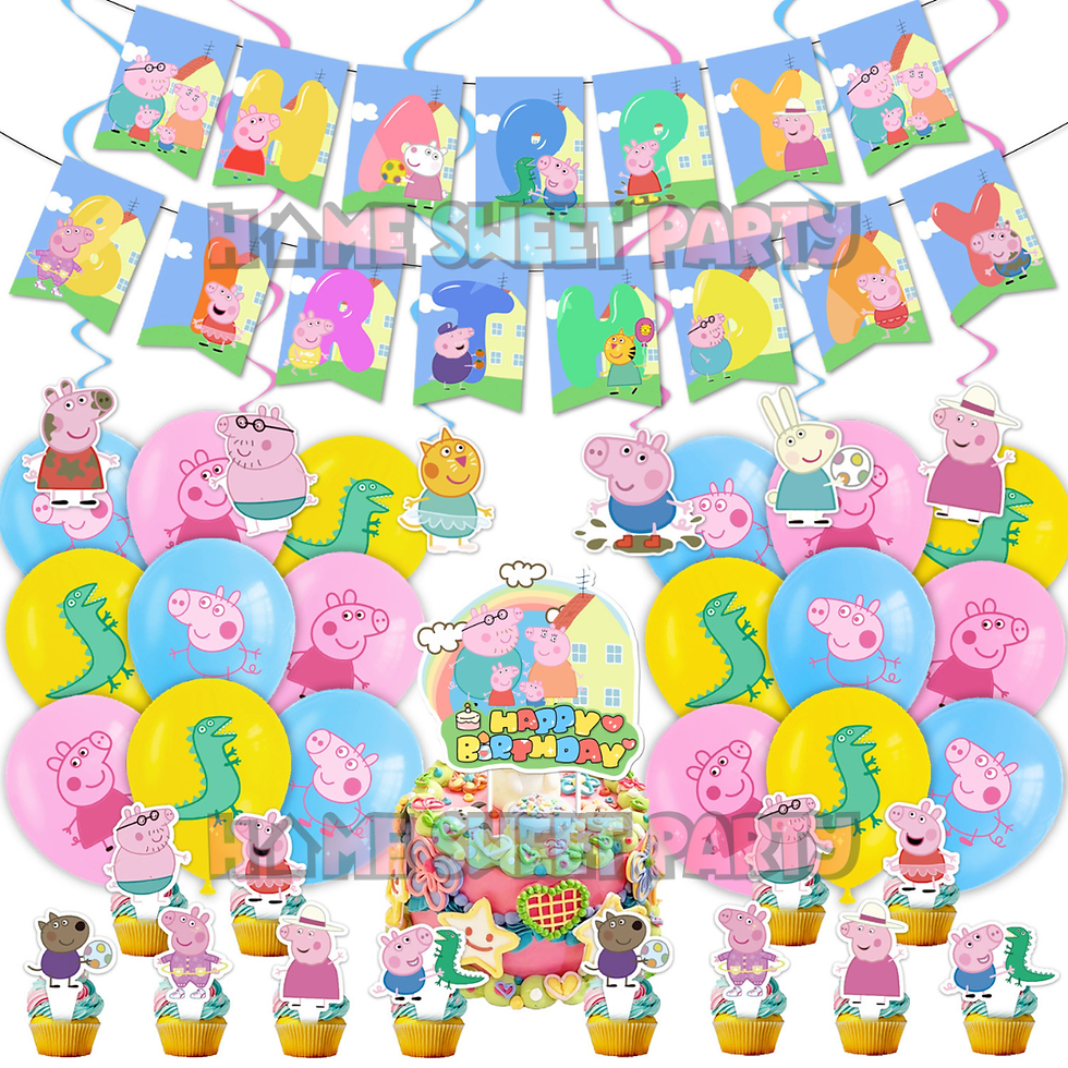 Peppa Pig Birthday Party Decoration Set Balloons Cake Topper Banner