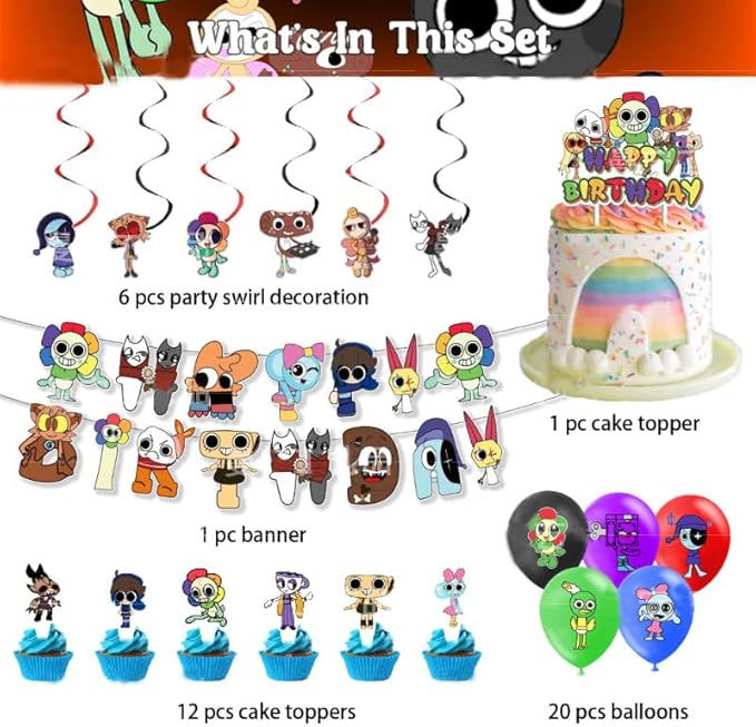 Thumbnail: Dandy's World Balloon Party Cake Topper Birthday Banner Set