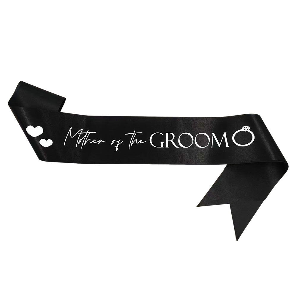 Mother of the Groom Black Satin Sash