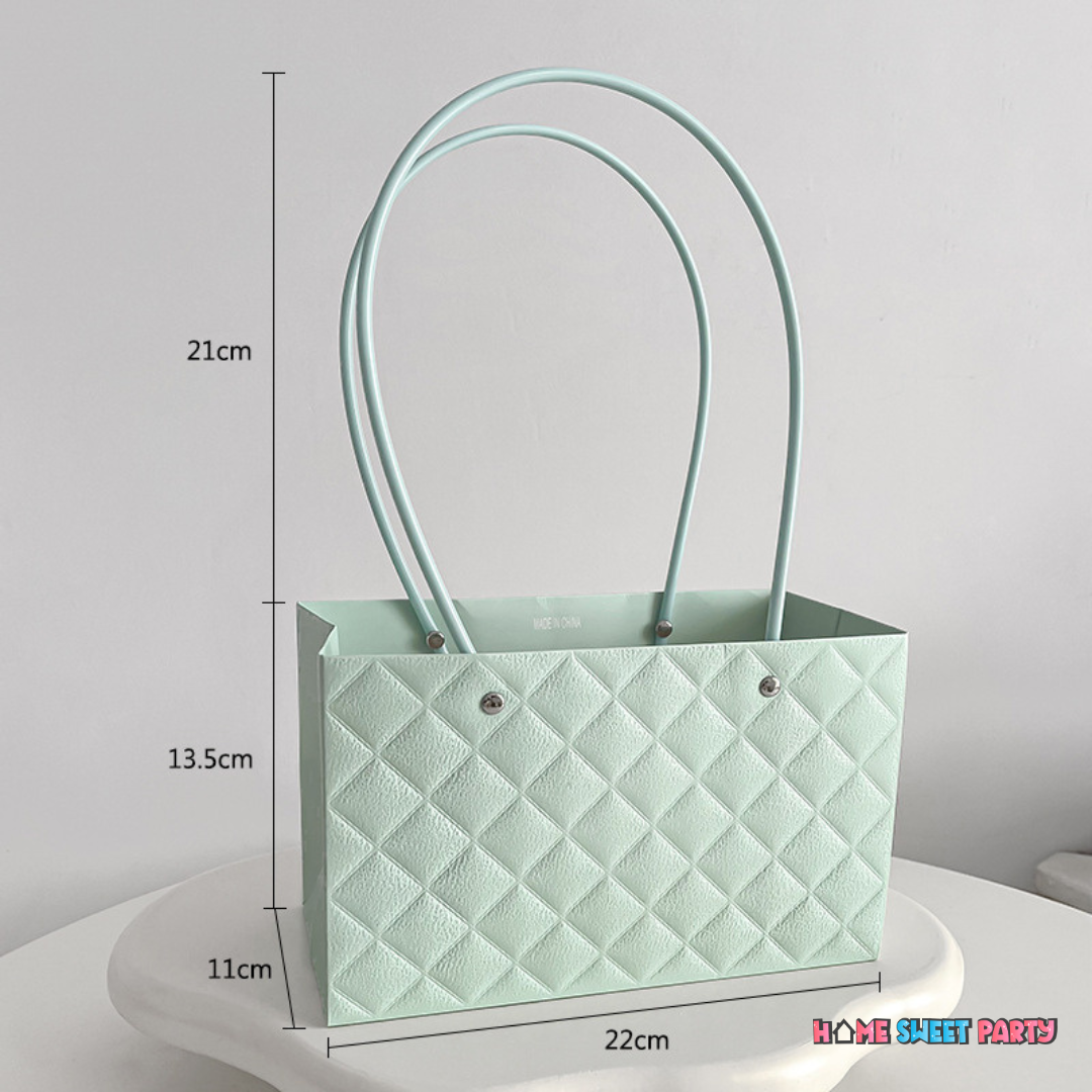 Cute Pastel GREEN Handbag Flower Box Bouquet Birthday Valentines Gift Box Idea