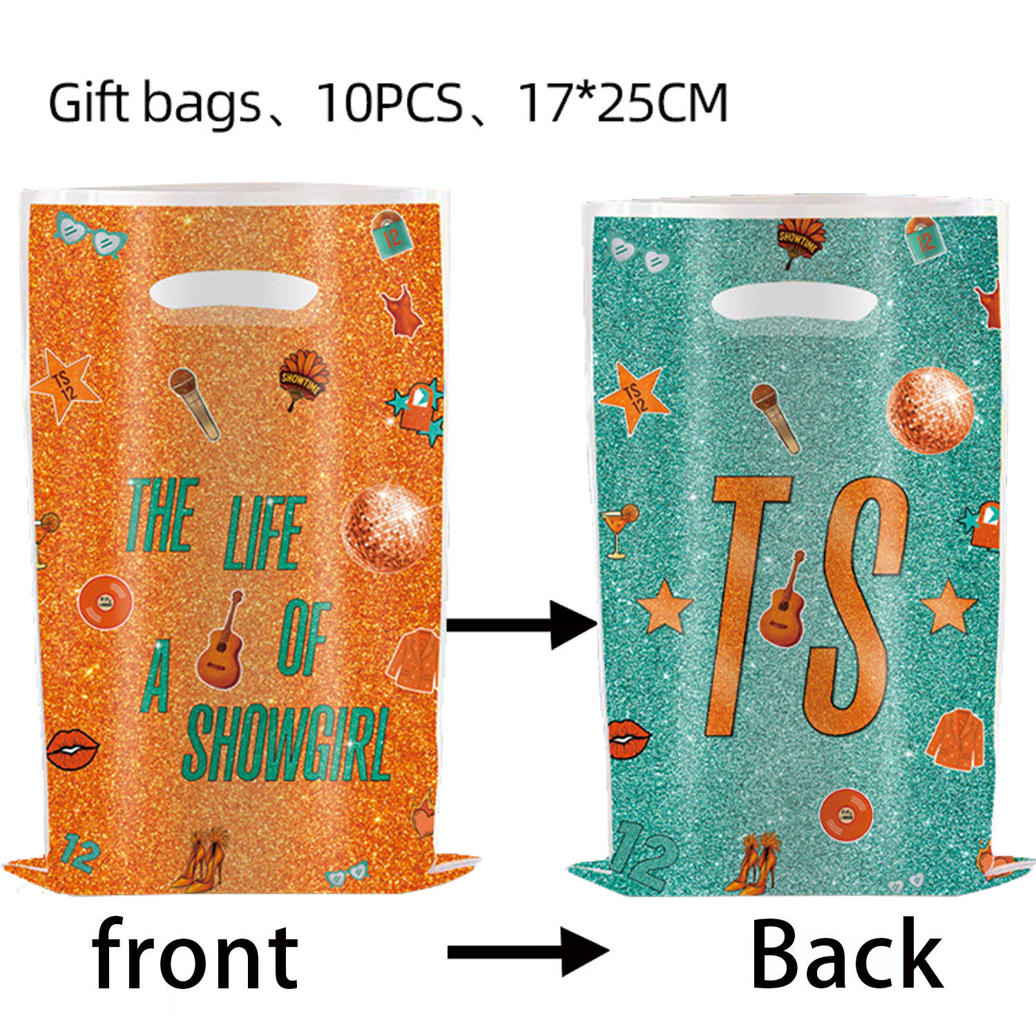 Taylor Swift Orange Green Showgirl Birthday Return Gift Bag Swiftie Loot Bag