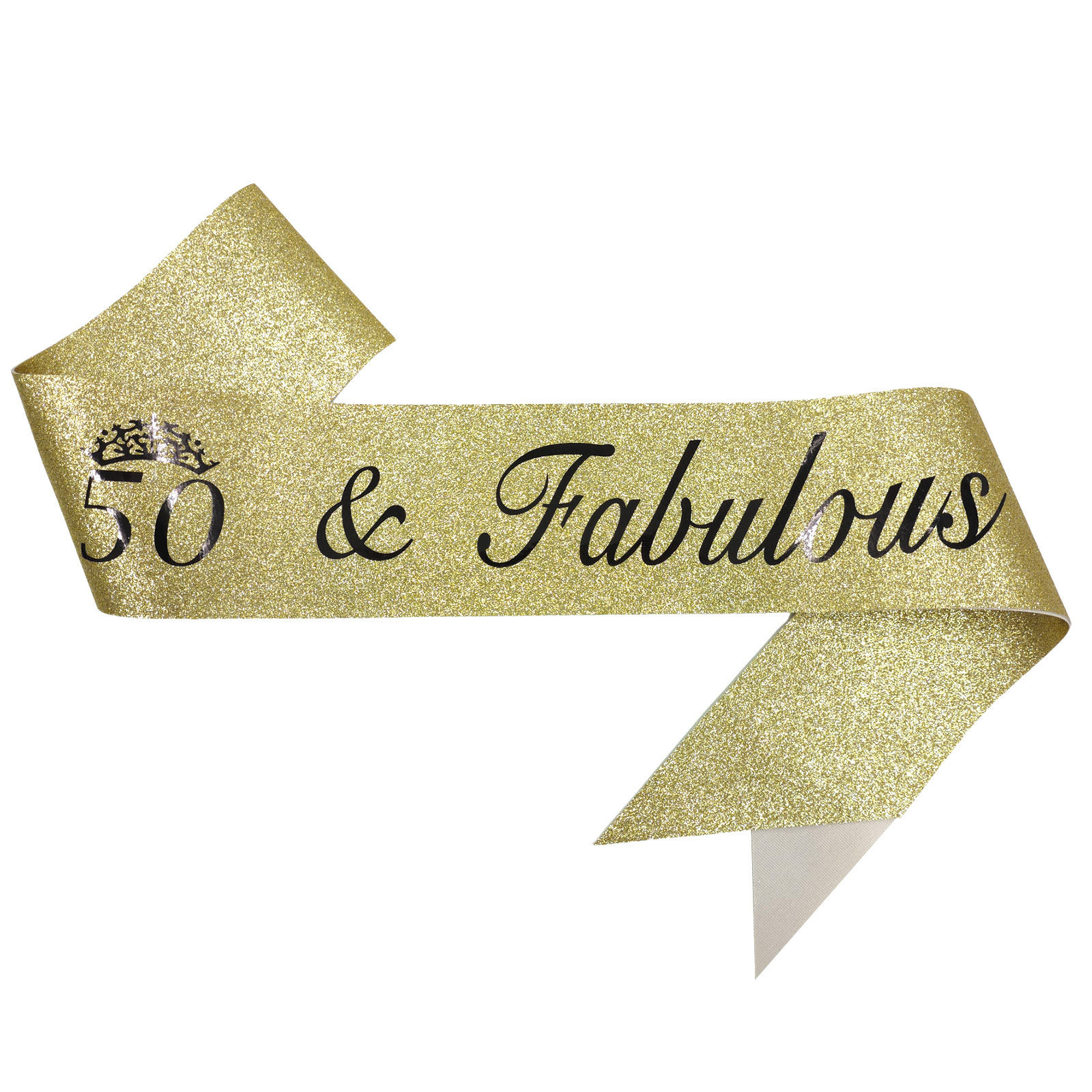 50 and Fabulous Glitter Gold 50th Birthday Sash