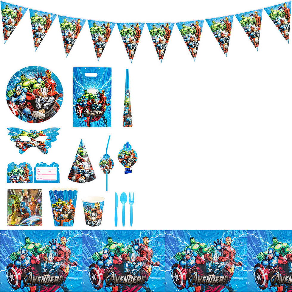 Thumbnail: Marvel Superhero Avengers Kid Birthday Party Set Cup Plate Tablecloth Napkins