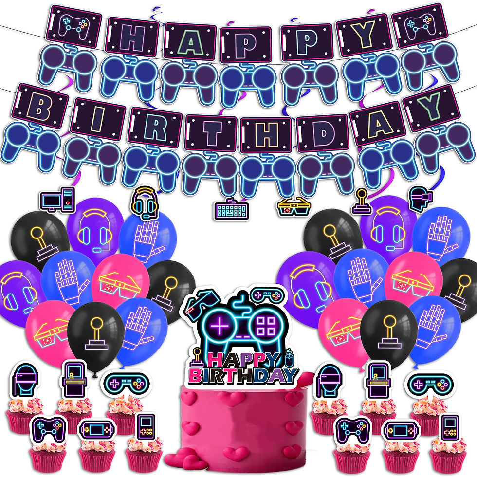 Thumbnail: Video Game Gamer Birthday Party Tableware Set Plate Cup Napkins Tablecloth