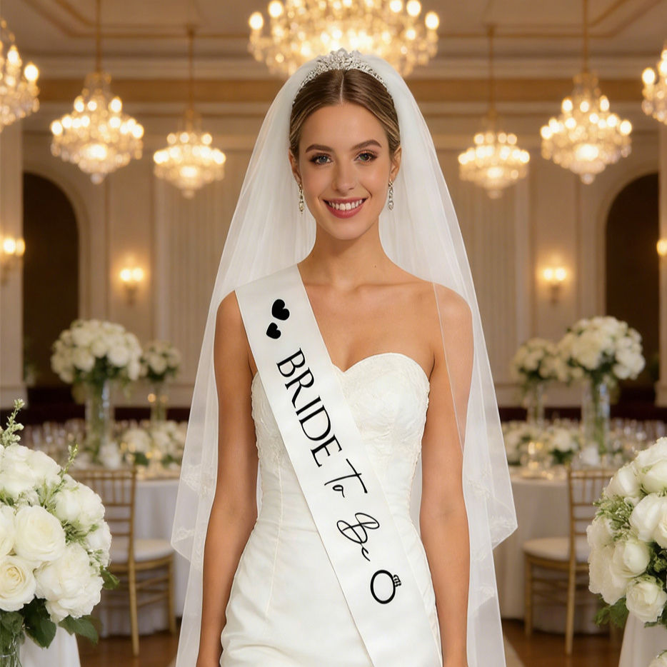 Bride to Be White Satin Sash – Hens Party Accessory